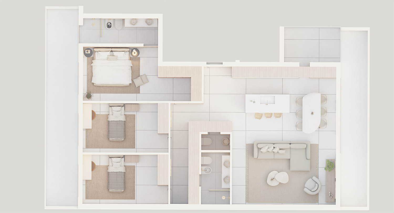 Vista 3D 4 de la Vivienda Tipo 2